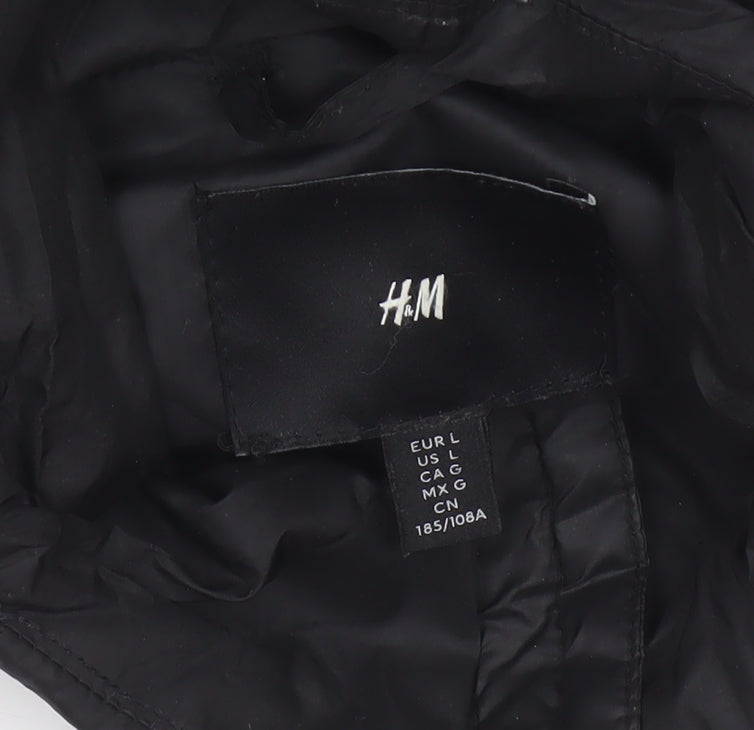 H&M Men’s Black L Puffer Bodywarmer Gilet Zip Pockets