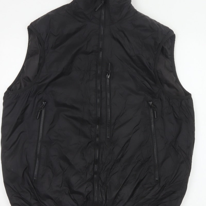 H&M Men’s Black L Puffer Bodywarmer Gilet Zip Pockets