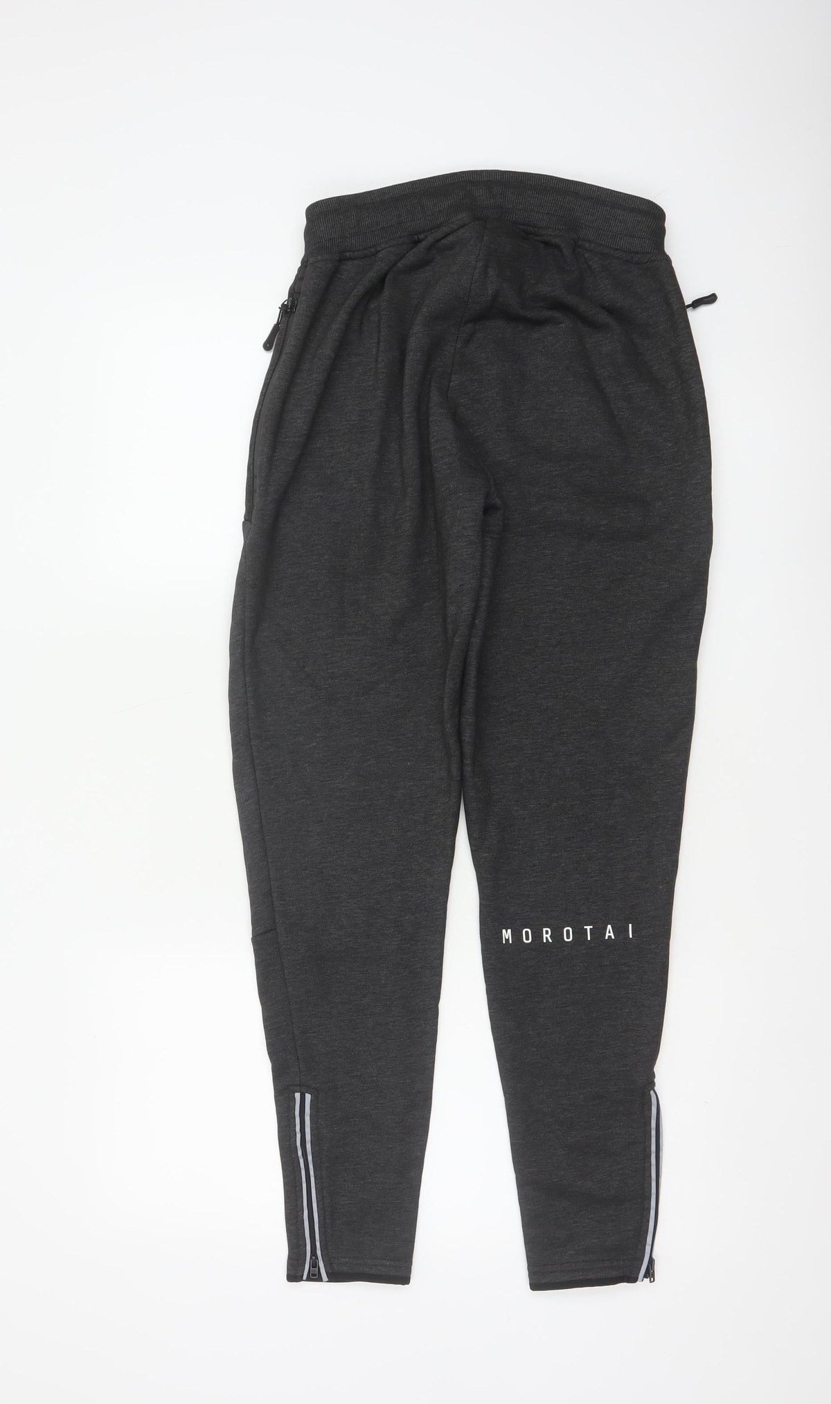 Morotai Unisex Grey M Performance Jogger Trousers Ankle Zip Logo