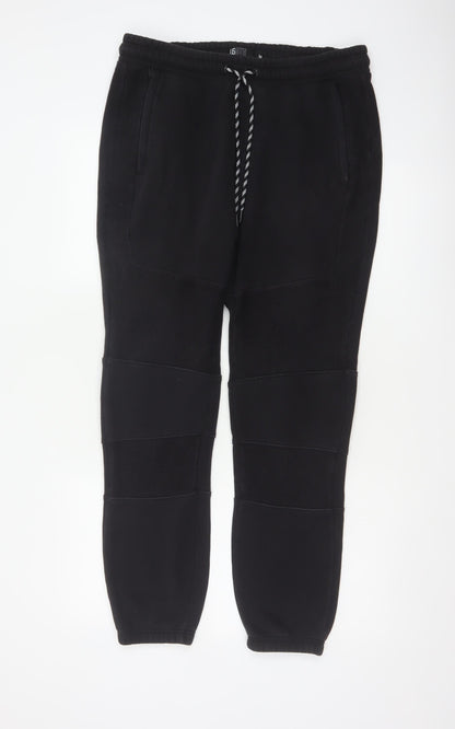 ISATH Mens Black M Slim Fit Cuffed Drawstring Jogger Trousers