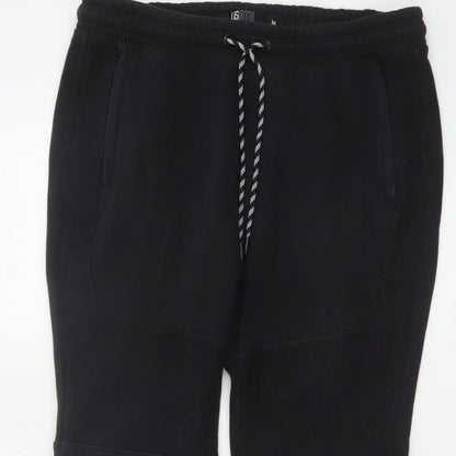 ISATH Mens Black M Slim Fit Cuffed Drawstring Jogger Trousers