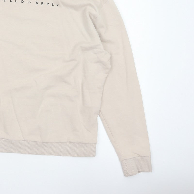 ASOS Design Men Beige M Graphic Print Crew Neck Pullover Sweatshirt