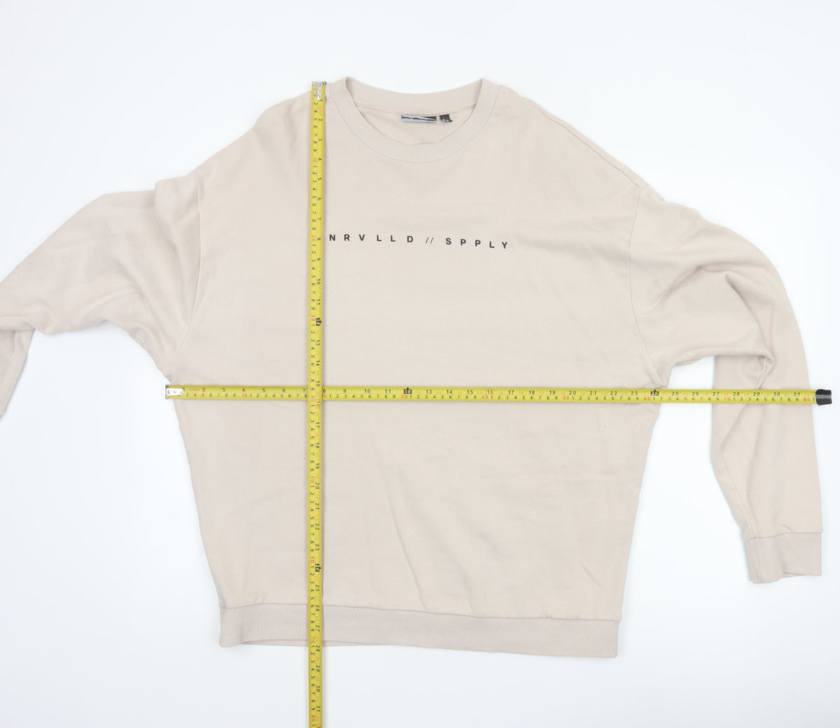 ASOS Design Men Beige M Graphic Print Crew Neck Pullover Sweatshirt