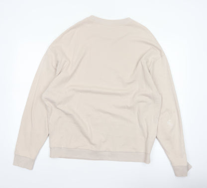 ASOS Design Men Beige M Graphic Print Crew Neck Pullover Sweatshirt