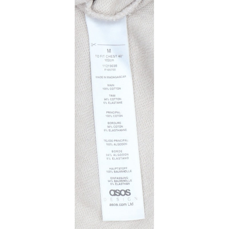 ASOS Design Men Beige M Graphic Print Crew Neck Pullover Sweatshirt