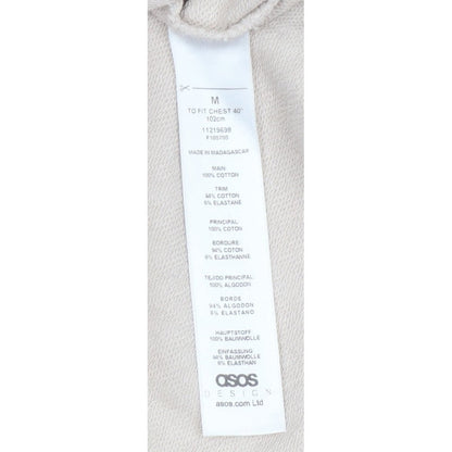 ASOS Design Men Beige M Graphic Print Crew Neck Pullover Sweatshirt
