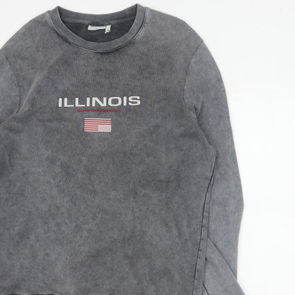ASOS Design Men's Grey M Illinois USA Graphic Print Pullover Sweatshirt