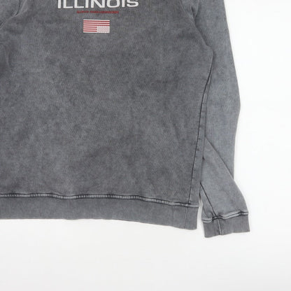 ASOS Design Men's Grey M Illinois USA Graphic Print Pullover Sweatshirt
