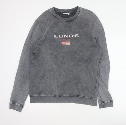 ASOS Design Men's Grey M Illinois USA Graphic Print Pullover Sweatshirt
