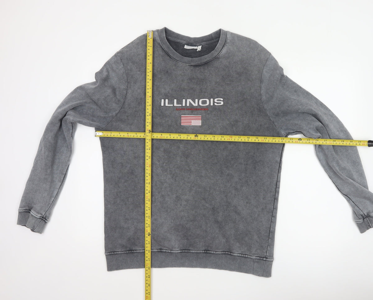 ASOS Design Men's Grey M Illinois USA Graphic Print Pullover Sweatshirt