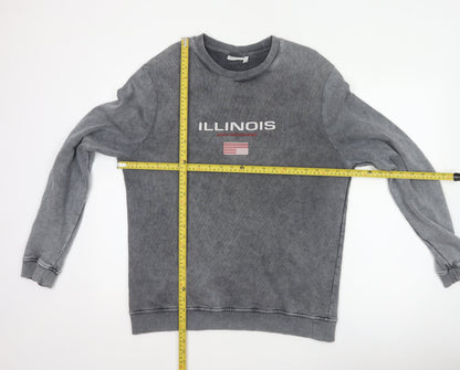 ASOS Design Men's Grey M Illinois USA Graphic Print Pullover Sweatshirt