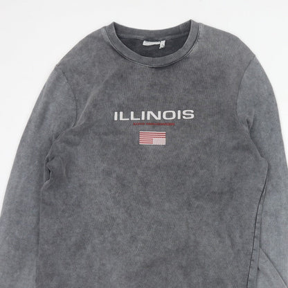 ASOS Design Men's Grey M Illinois USA Graphic Print Pullover Sweatshirt