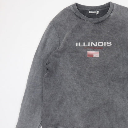 ASOS Design Men's Grey M Illinois USA Graphic Print Pullover Sweatshirt