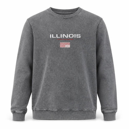 ASOS Design Men's Grey M Illinois USA Graphic Print Pullover Sweatshirt