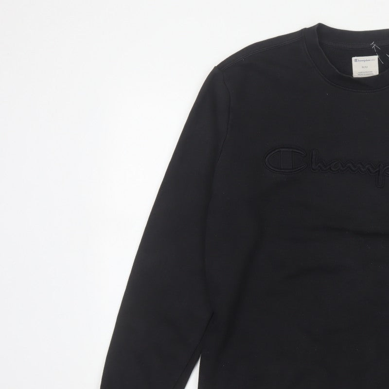 Champion Elite Men’s Black M Embroidered Logo Crew Neck Sweatshirt