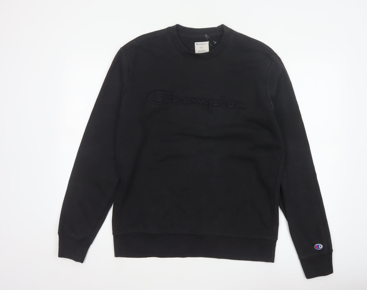 Champion Elite Men’s Black M Embroidered Logo Crew Neck Sweatshirt