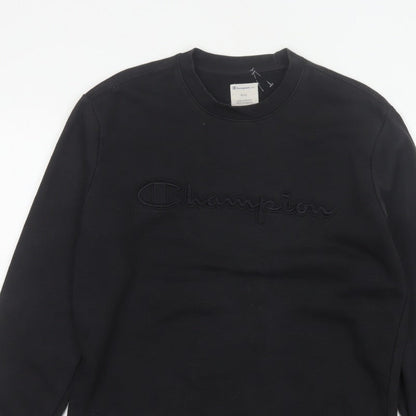 Champion Elite Men’s Black M Embroidered Logo Crew Neck Sweatshirt