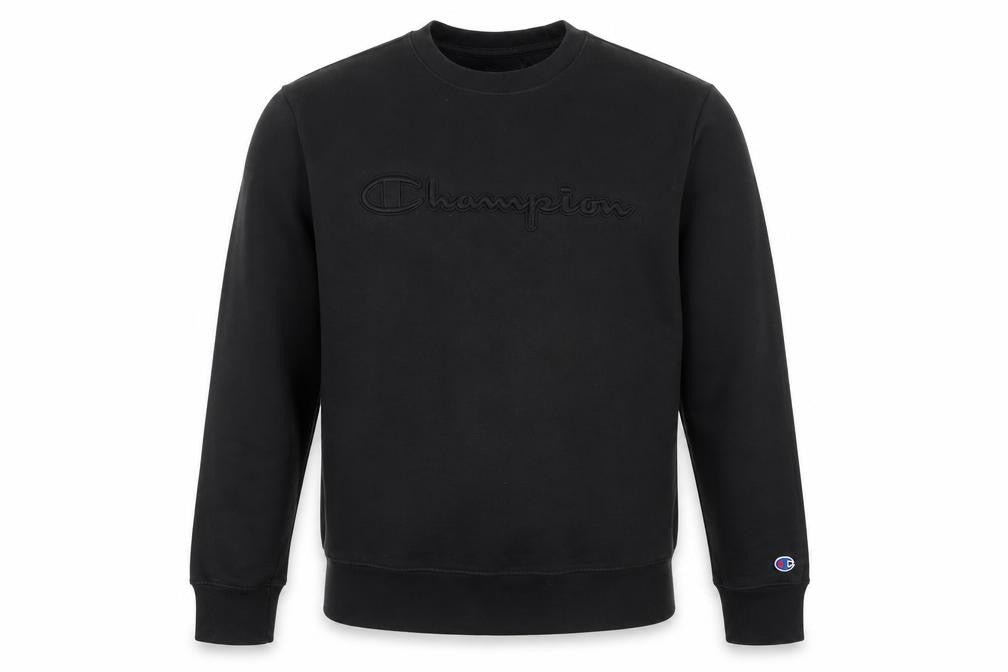 Champion Elite Men’s Black M Embroidered Logo Crew Neck Sweatshirt