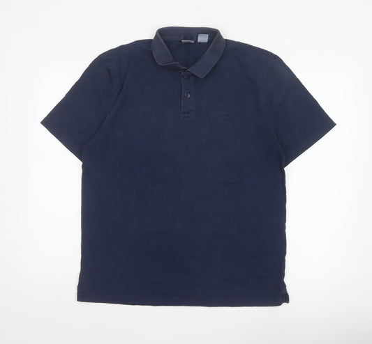 Levi's Men's Blue M Relaxed Fit Cotton Logo Short Sleeve Polo Shirt