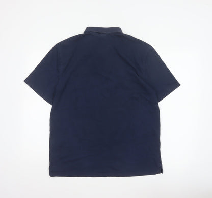 Levi's Men's Blue M Relaxed Fit Cotton Logo Short Sleeve Polo Shirt