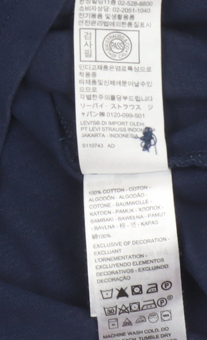 Levi's Men's Blue M Relaxed Fit Cotton Logo Short Sleeve Polo Shirt