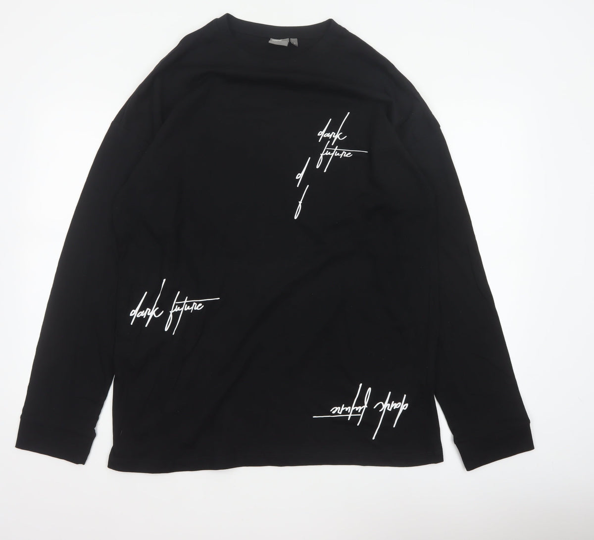 ASOS Men’s Black M Dark Future Graphic Print Long Sleeve Crew Neck Top