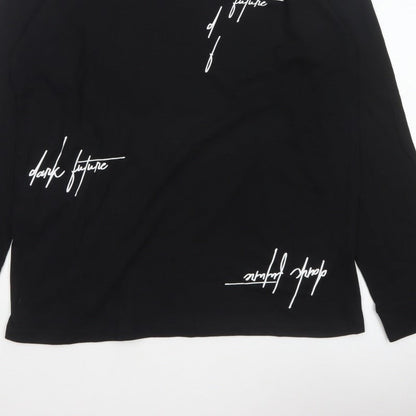 ASOS Men’s Black M Dark Future Graphic Print Long Sleeve Crew Neck Top