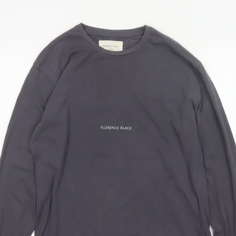 Florence Black Men’s Grey M Long Sleeve Logo Stretch T-Shirt