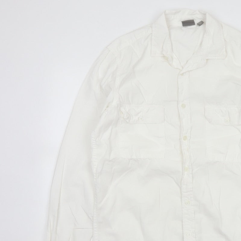 ASOS Men’s White M Cotton Long Sleeve Utility Button-Up Shirt 38-40