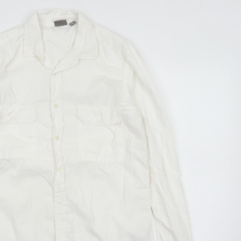 ASOS Men’s White M Cotton Long Sleeve Utility Button-Up Shirt 38-40