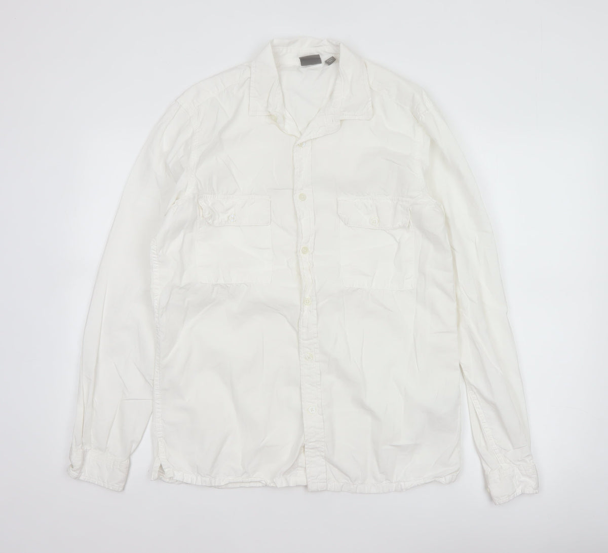 ASOS Men’s White M Cotton Long Sleeve Utility Button-Up Shirt 38-40