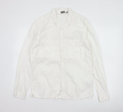 ASOS Men’s White M Cotton Long Sleeve Utility Button-Up Shirt 38-40