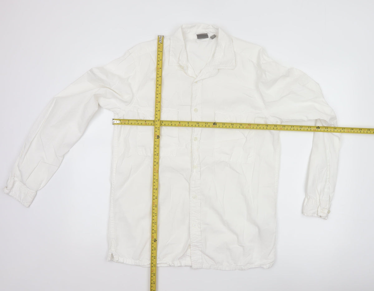 ASOS Men’s White M Cotton Long Sleeve Utility Button-Up Shirt 38-40