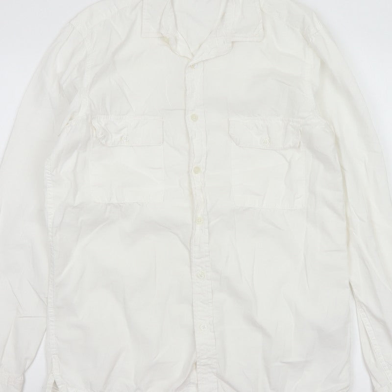 ASOS Men’s White M Cotton Long Sleeve Utility Button-Up Shirt 38-40