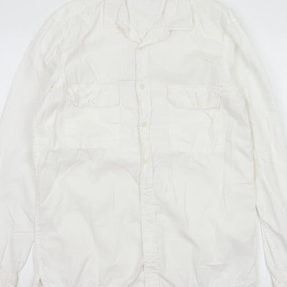 ASOS Men’s White M Cotton Long Sleeve Utility Button-Up Shirt 38-40