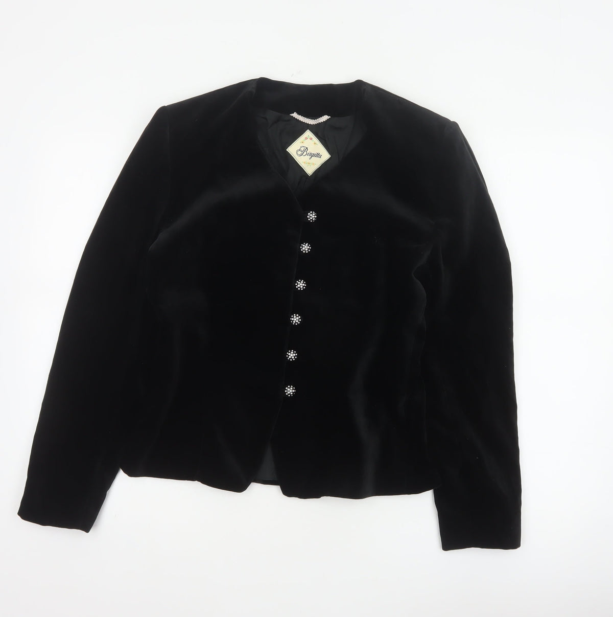 Birgitta Women’s Black UK 10 Cotton Velvet Blazer Formal 6 Button