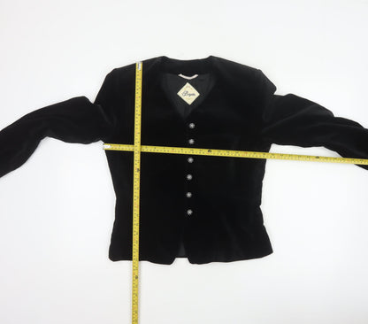 Birgitta Women’s Black UK 10 Cotton Velvet Blazer Formal 6 Button