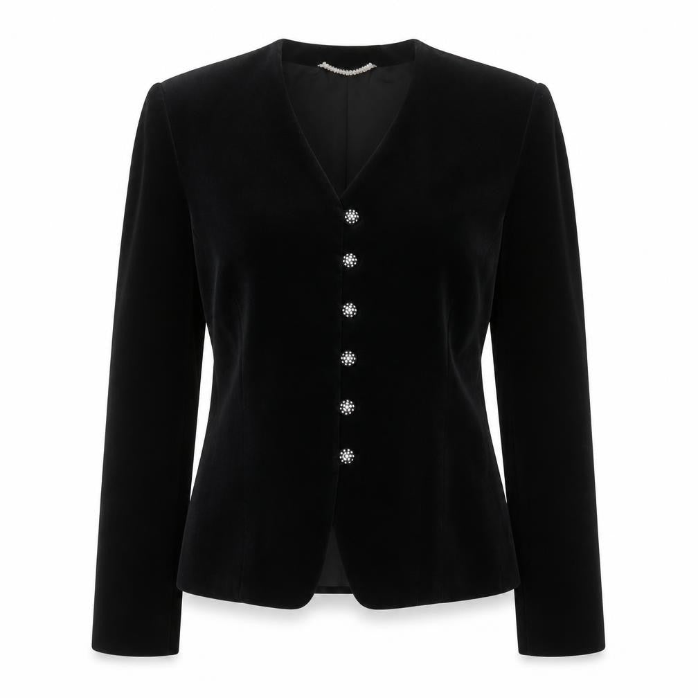 Birgitta Women’s Black UK 10 Cotton Velvet Blazer Formal 6 Button