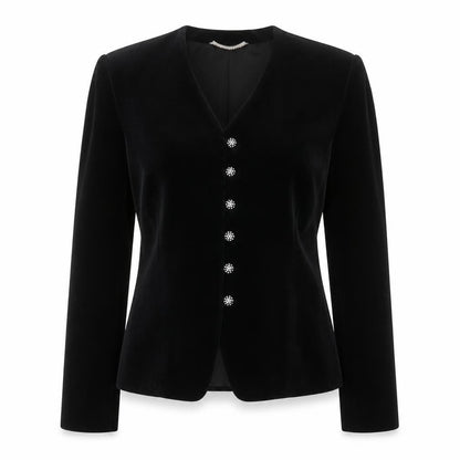 Birgitta Women’s Black UK 10 Cotton Velvet Blazer Formal 6 Button