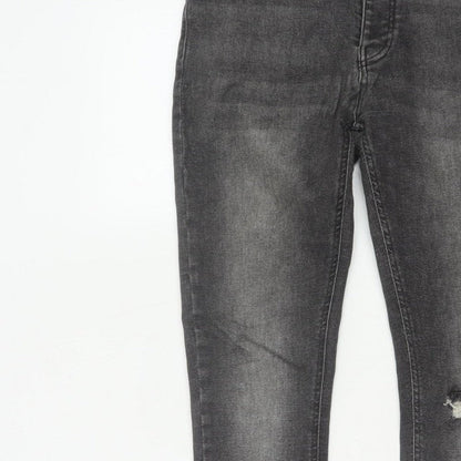 BoohooMAN Men’s Grey 32 Skinny Distressed Stretch Jeans