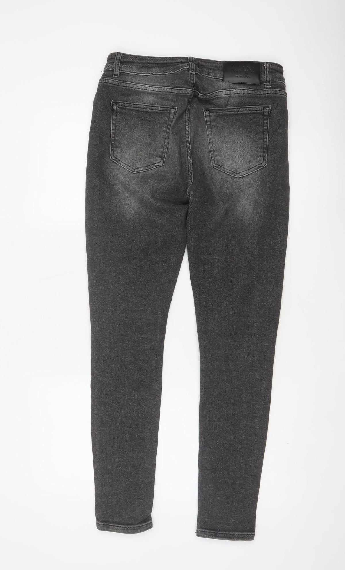 BoohooMAN Men’s Grey 32 Skinny Distressed Stretch Jeans