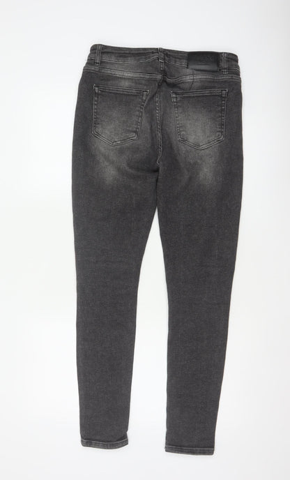 BoohooMAN Men’s Grey 32 Skinny Distressed Stretch Jeans