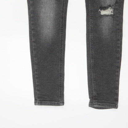 BoohooMAN Men’s Grey 32 Skinny Distressed Stretch Jeans