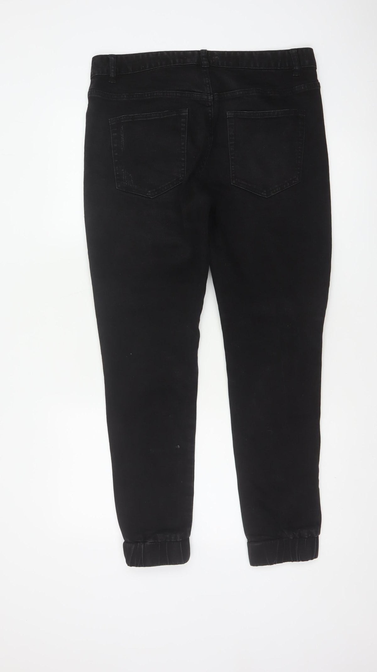 Connor Men’s Black 32 Skinny Cuffed Distressed Biker Jeans