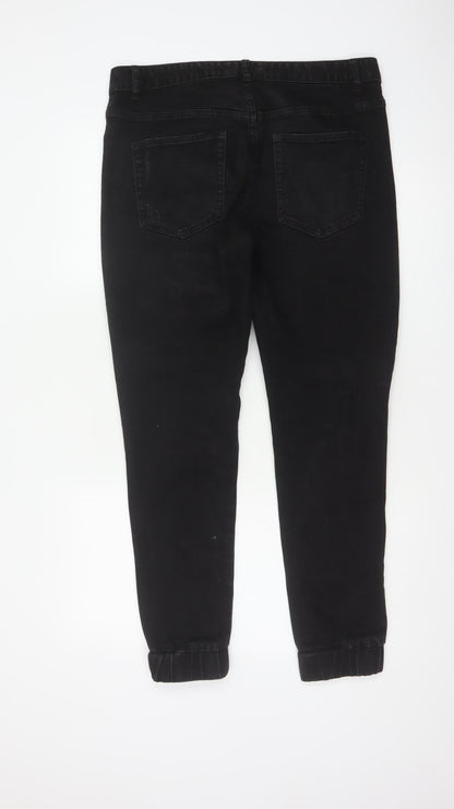 Connor Men’s Black 32 Skinny Cuffed Distressed Biker Jeans