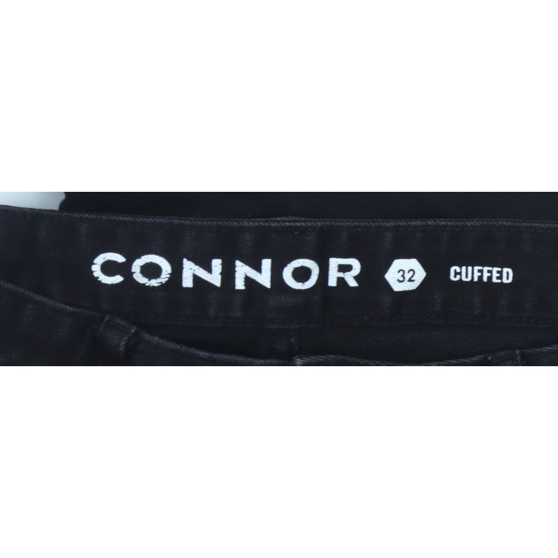 Connor Men’s Black 32 Skinny Cuffed Distressed Biker Jeans