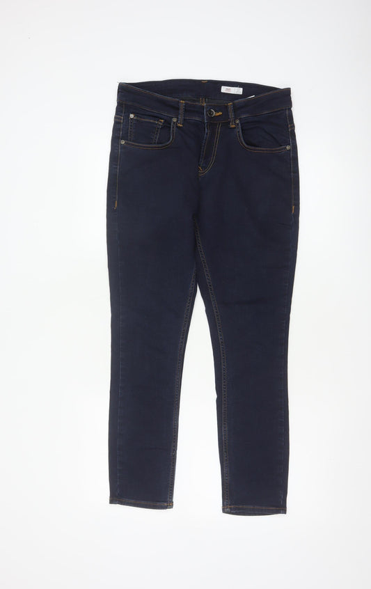 Back view of Spykar Men’s Blue W30 L27 Slim Tapered Mid Rise Stretch Jeans