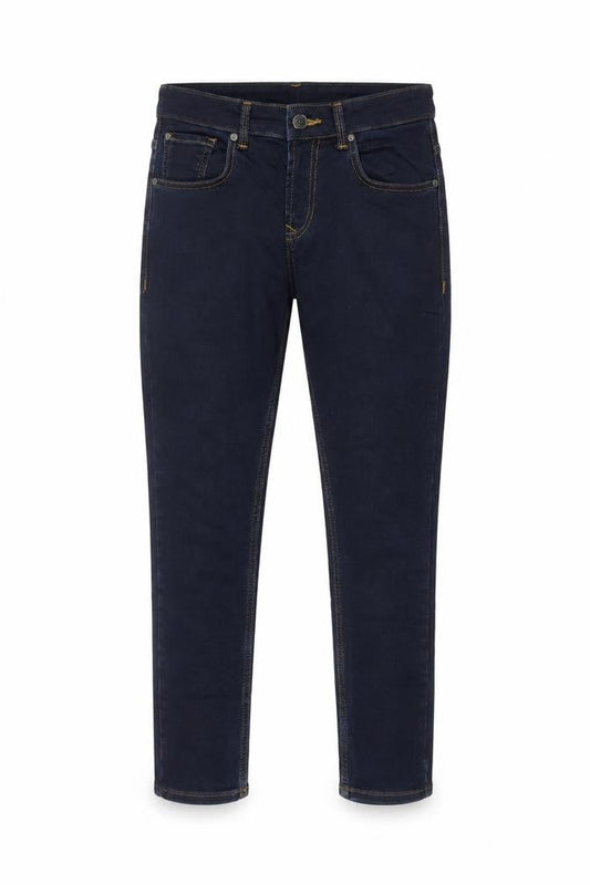 Front view of Spykar Men’s Blue W30 L27 Slim Tapered Mid Rise Stretch Jeans