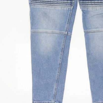 Zara Man Men’s Blue 32 Tapered Biker Ribbed Panel Jeans