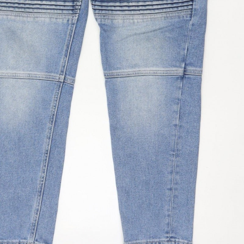 Zara Man Men’s Blue 32 Tapered Biker Ribbed Panel Jeans
